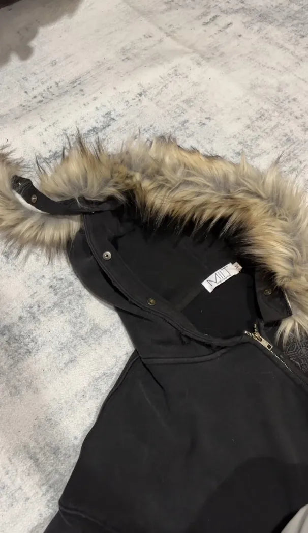 Cozy Fur Hood Zip-Up